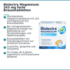 Biolectra Magnesium Magnesiumoxid Brausetabletten Orangengeschmack 243 mg, 40 St..