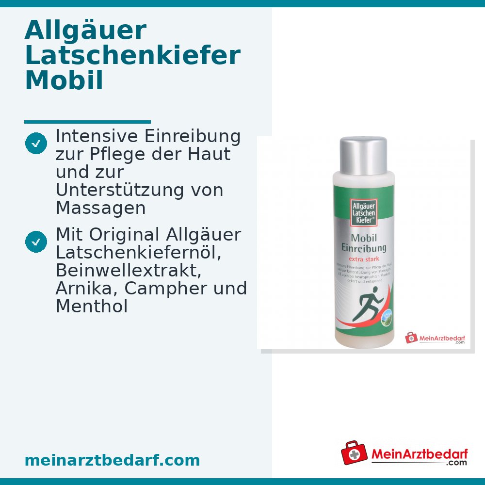 Allgäuer Latschenkiefer Mobil Latschenkiefernöl / Beinwellextrakt / Arnika / Campher / Menthol / Panthenol / Allantoin Einreibung Extra Stark, 250 ml.