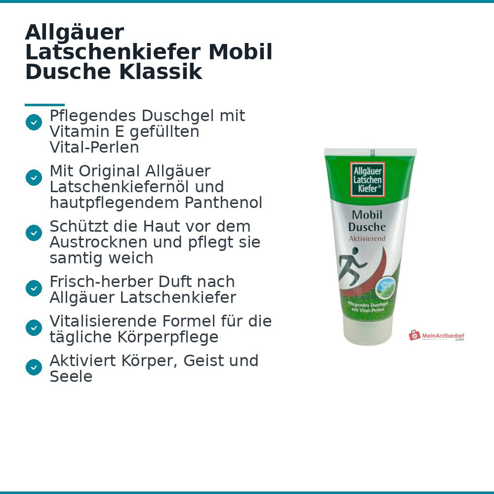 Allgäuer Latschenkiefer Mobil Dusche Klassik Duschgel, 200 ml.