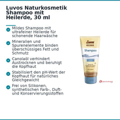 Luvos Naturkosmetik Shampoo mit Heilerde, 30 ml.