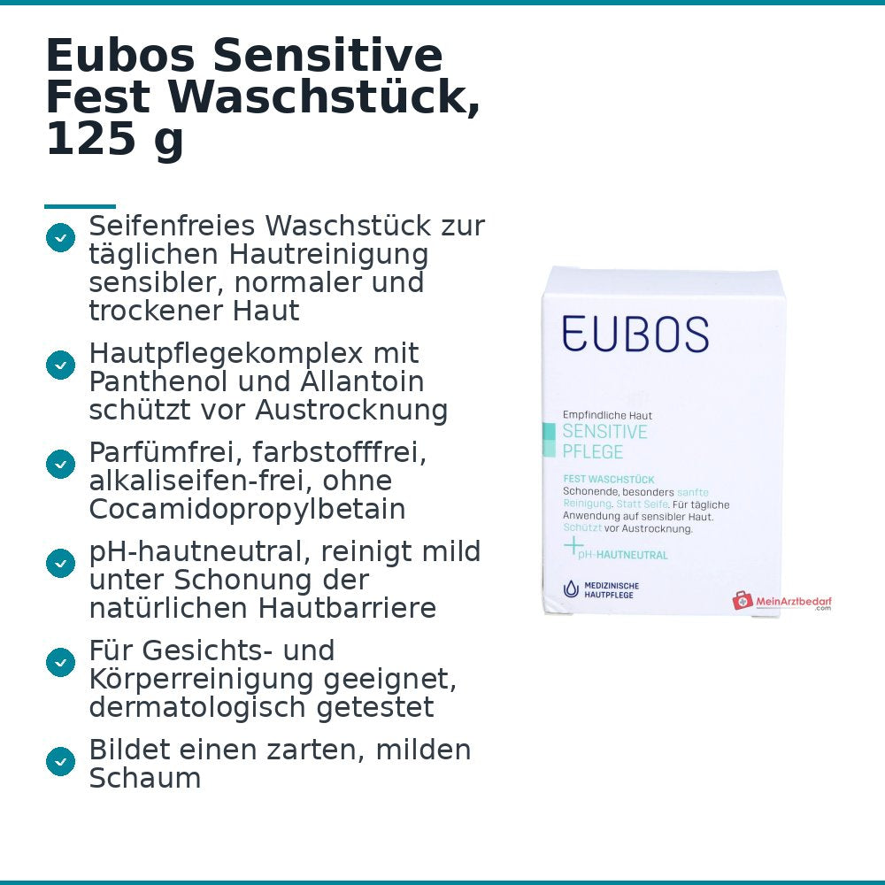 Eubos Sensitive Fest Waschstück Panthenol / Allantoin Seife, 125 g.