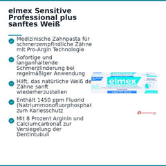 elmex Sensitive Professional plus sanftes Weiß Arginin / Natriummonofluorphosphat Zahnpasta, 75 ml.