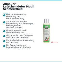 Allgäuer Latschenkiefer Mobil Schmerzfluid Campher / Ethanol Franzbranntwein Lösung, 250 ml.