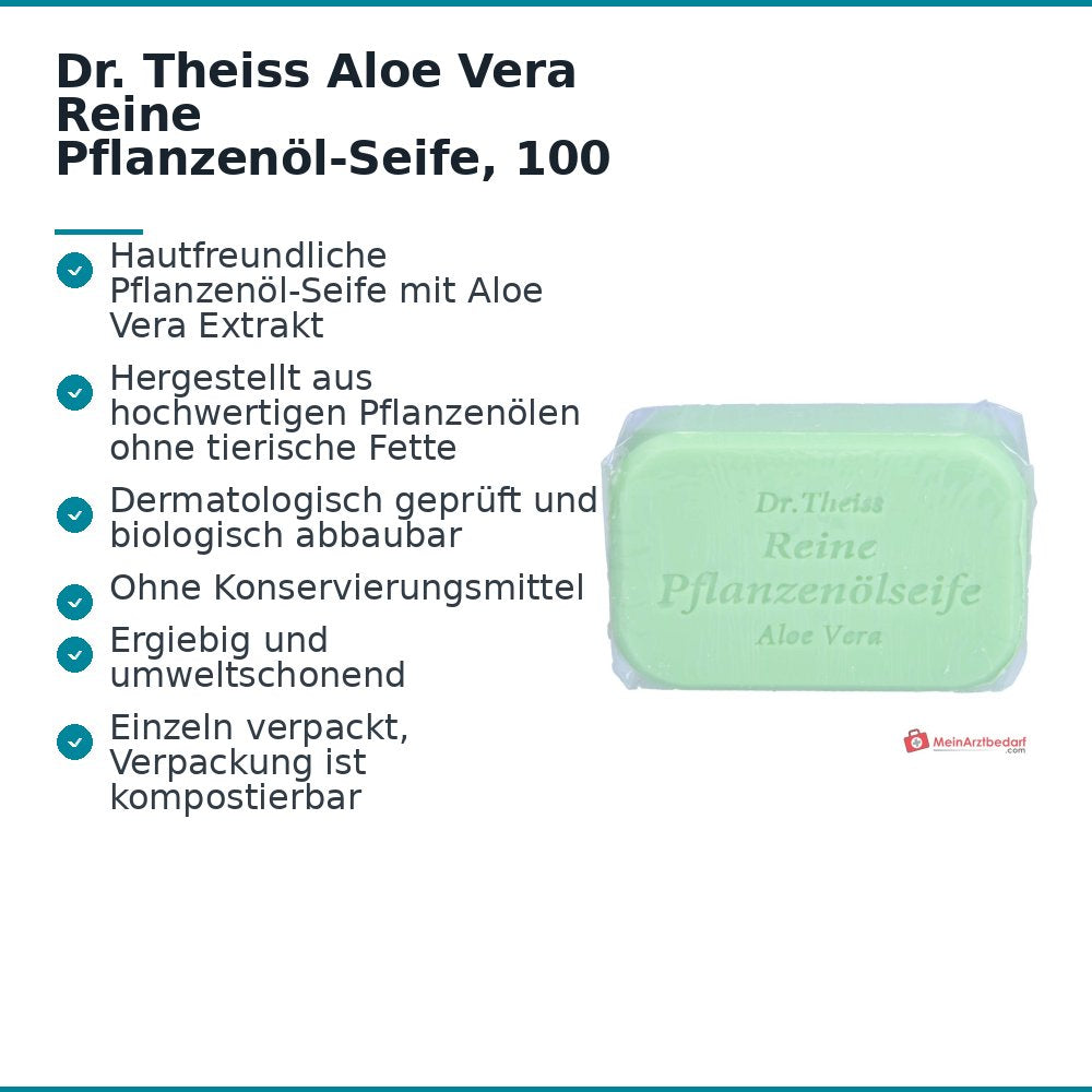 Dr. Theiss Aloe Vera Reine Pflanzenöl-Seife, 100 g.
