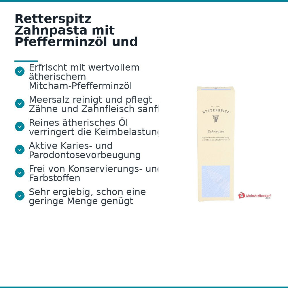 Retterspitz Zahnpasta mit Pfefferminzöl und Meersalz, 75 ml.