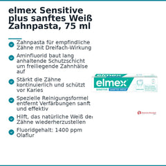 elmex Sensitive plus sanftes Weiß Aminfluorid Zahnpasta, 75 ml.
