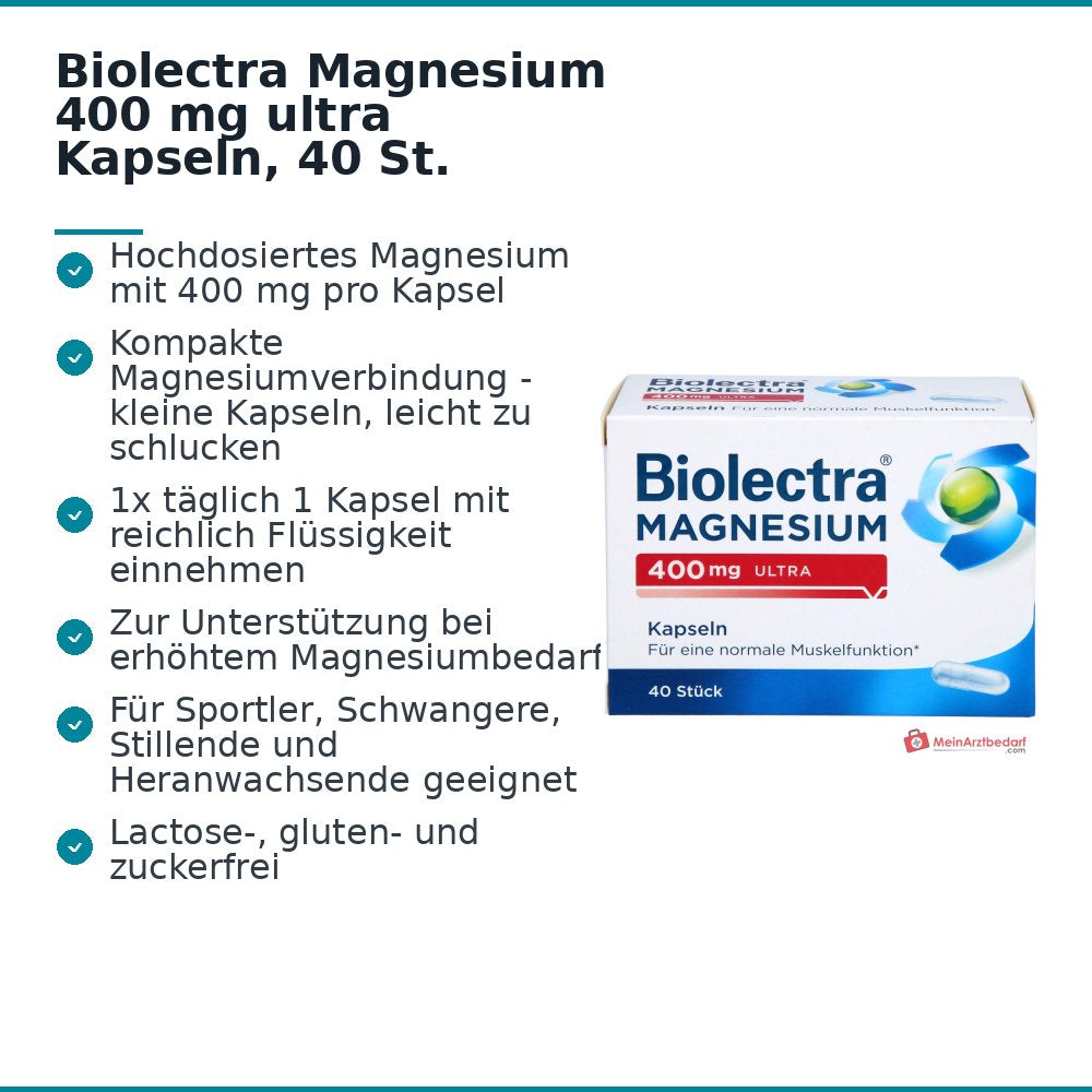 Biolectra Magnesium 400 mg ultra Magnesiumoxid Kapseln, 40 St..