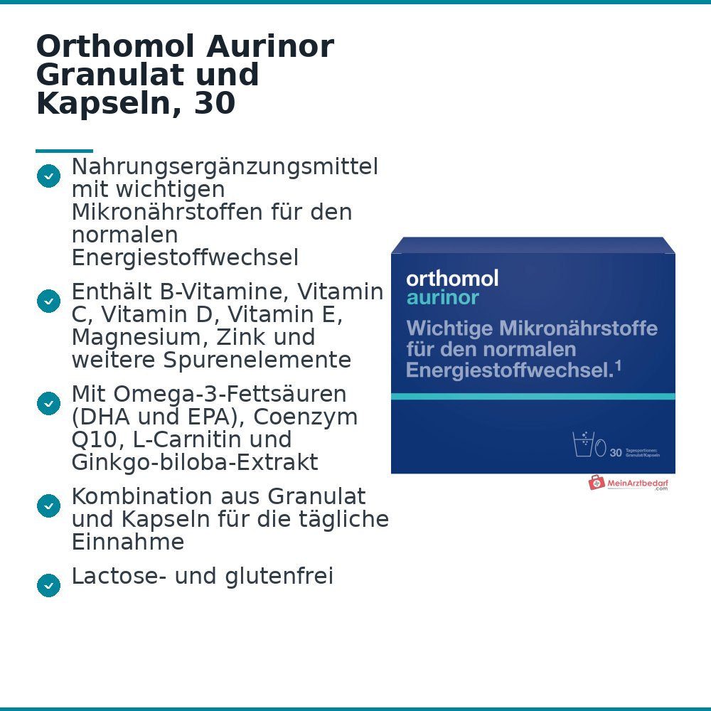 Orthomol Aurinor Granulat und Kapseln, 30 Portionen.