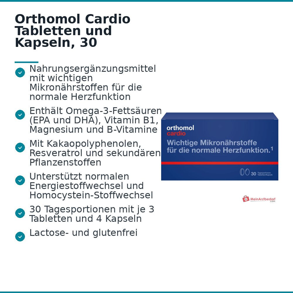 Orthomol Cardio Tabletten und Kapseln, 30 Tagesportionen.