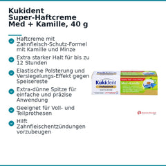 Kukident Super-Haftcreme Med Kamille / Minze Creme, 40 g.