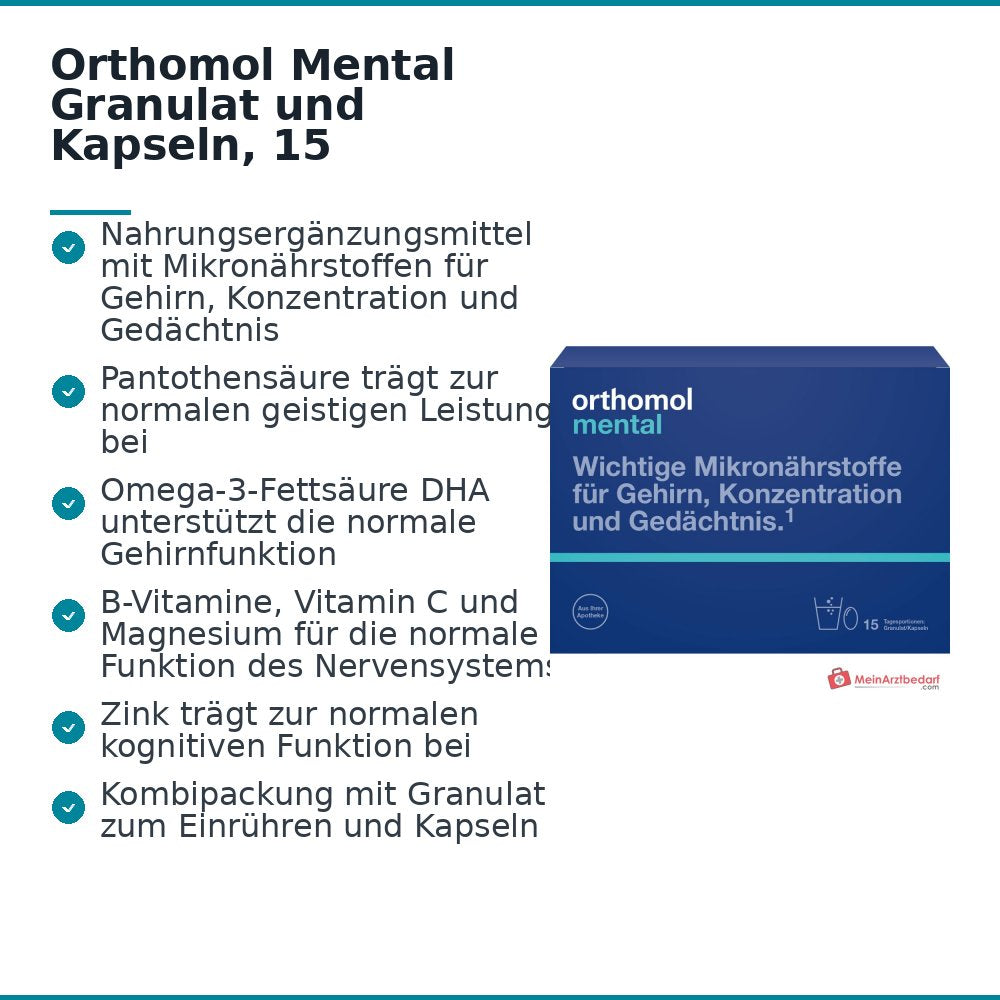 Orthomol Mental Granulat und Kapseln, 15 Tagesportionen.