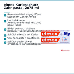 elmex Kariesschutz Aminfluorid Zahnpasta, 2x75 ml.