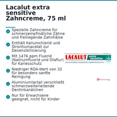 Lacalut extra sensitive Kaliumchlorid / Strontiumacetat / Aluminiumlactat / Natriumfluorid / Olaflur Zahncreme, 75 ml.