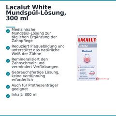 Lacalut White Natriumfluorid / Zinkchlorid / Tetrakaliumpyrophosphat Mundspül-Lösung, 300 ml.