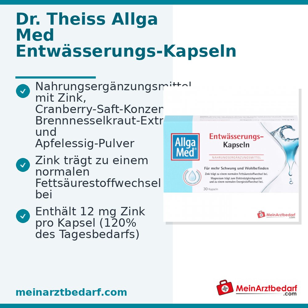 Dr. Theiss Allga Med Entwässerungs-Kapseln Zink / Cranberry / Brennnessel / Apfelessig Kapseln, 30 St..