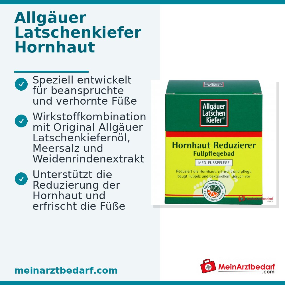 Allgäuer Latschenkiefer Hornhaut Reduzierer Fußpflegebad Latschenkiefernöl / Meersalz / Weidenrindenextrakt Bad, 10x10 g.
