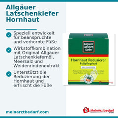 Allgäuer Latschenkiefer Hornhaut Reduzierer Fußpflegebad Latschenkiefernöl / Meersalz / Weidenrindenextrakt Bad, 10x10 g.