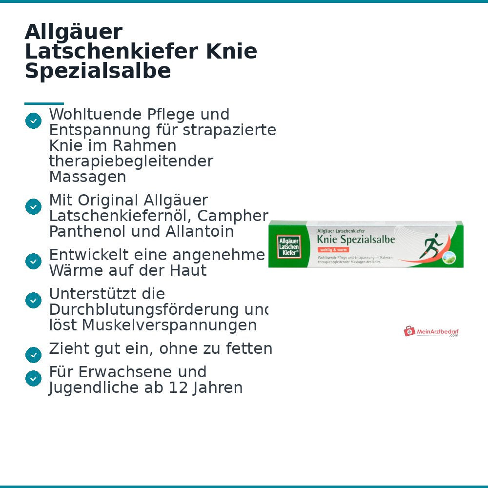 Allgäuer Latschenkiefer Knie Spezialsalbe Latschenkiefernöl / Campher / Panthenol / Allantoin Salbe, 50 ml.