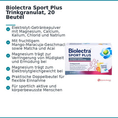 Biolectra Sport Plus Magnesium / Calcium / Kalium / Chlorid / Natrium Trinkgranulat, 20 Beutel.