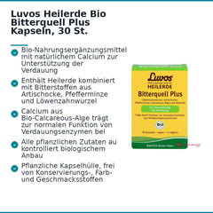 Luvos Heilerde Bio Bitterquell Plus Calcium / Artischocke / Pfefferminze / Löwenzahnwurzel / Heilerde Kapseln, 30 St..