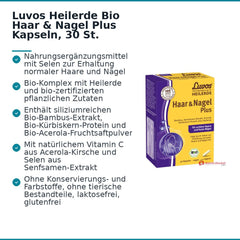 Luvos Heilerde Bio Haar & Nagel Plus Vitamin C / Selen / Silizium / Kürbiskern-Protein / Piperin Kapseln, 30 St..