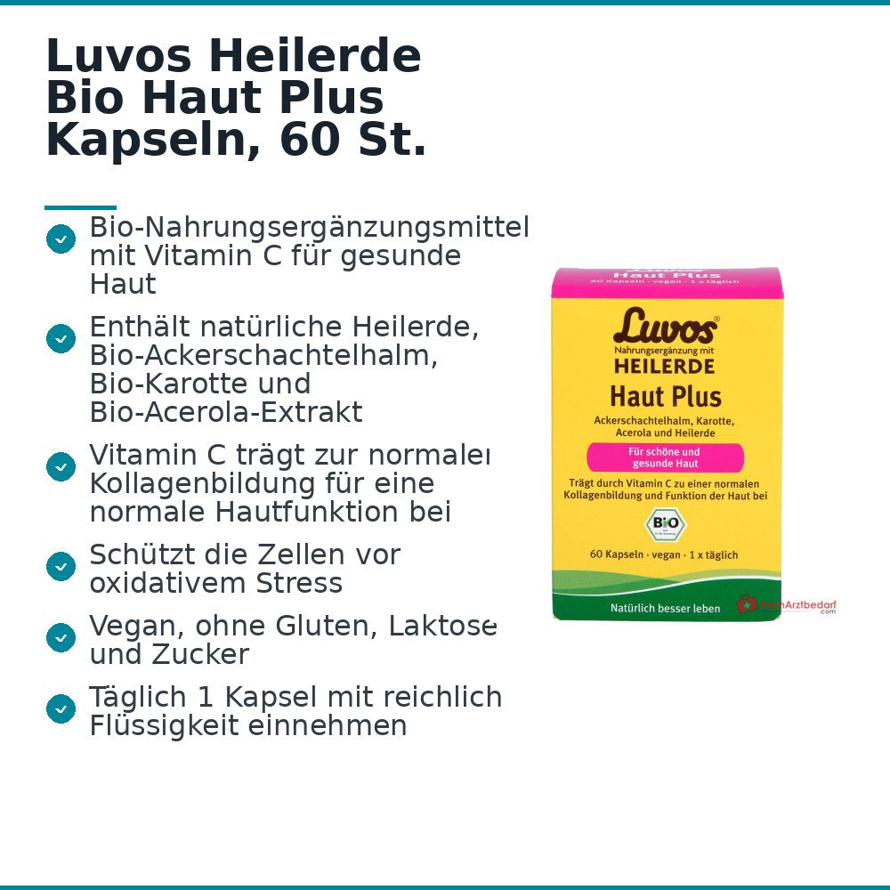 Luvos Heilerde Bio Haut Plus Vitamin C / Silizium / Piperin Kapseln, 60 St..