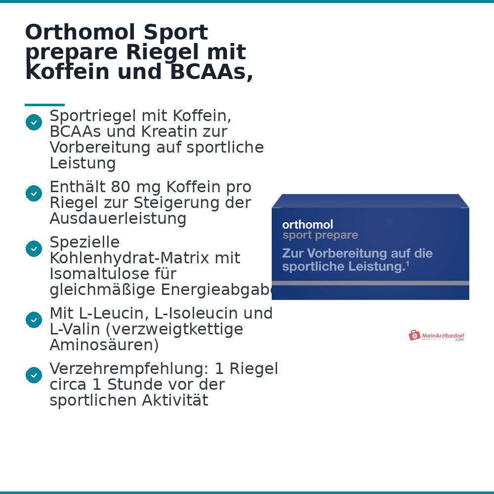 Orthomol Sport prepare Riegel mit Koffein und BCAAs, 16 Stück.