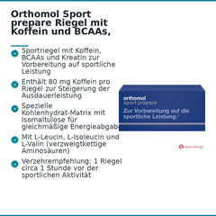 Orthomol Sport prepare Riegel mit Koffein und BCAAs, 16 Stück.