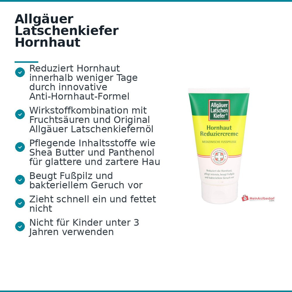 Allgäuer Latschenkiefer Hornhaut Reduziercreme Fruchtsäuren / Latschenkiefernöl / Panthenol / Shea Butter Creme, 150 ml.