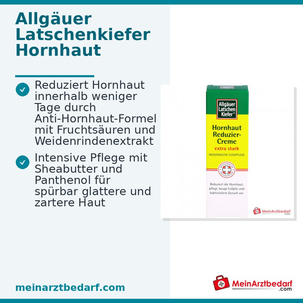 Allgäuer Latschenkiefer Hornhaut Reduziercreme extra stark Fruchtsäuren / Weidenrindenextrakt / Latschenkiefernöl / Sheabutter / Panthenol Creme, 30 ml.