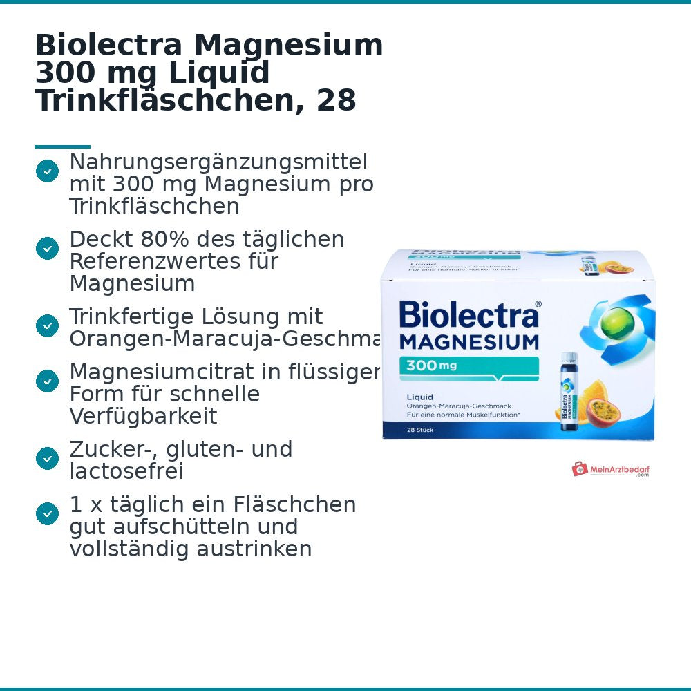 Biolectra Magnesium 300 mg Liquid Magnesiumcitrat Trinkfläschchen, 28 St..