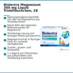 Biolectra Magnesium 300 mg Liquid Magnesiumcitrat Trinkfläschchen, 28 St..