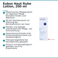 Eubos Haut Ruhe Lotion Nachtkerzenöl / Mandelöl / Jojobaöl / Johanniskraut-Extrakt Lotion, 200 ml.