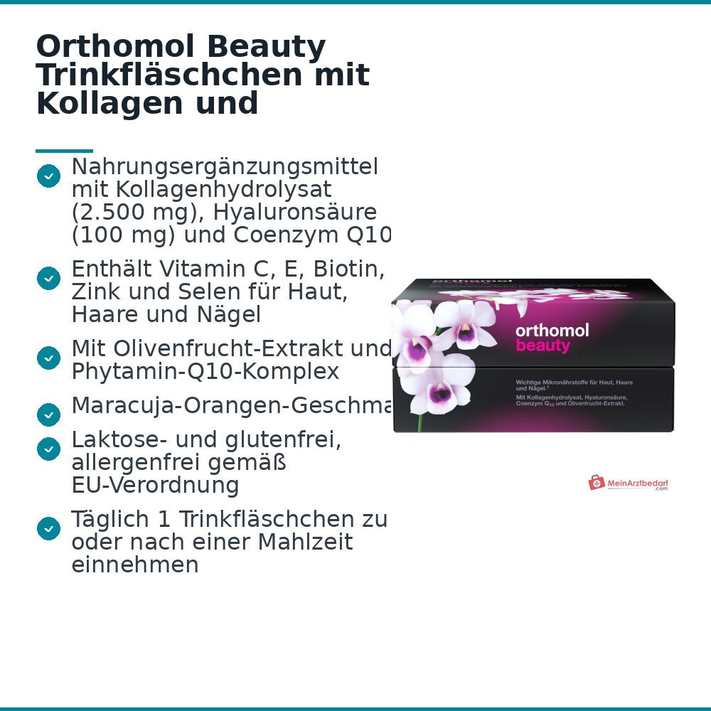 Orthomol Beauty Trinkfläschchen mit Kollagen und Hyaluronsäure, 30 St..