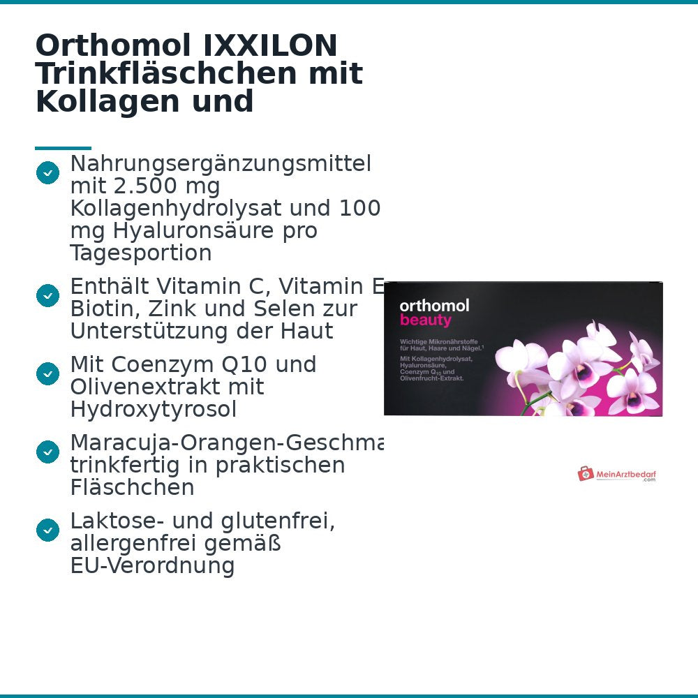 Orthomol IXXILON Trinkfläschchen mit Kollagen und Hyaluronsäure, 7 Stück.