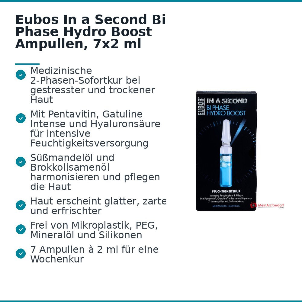 Eubos In a Second Bi Phase Hydro Boost Pentavitin / Gatuline Intense / Hyaluronsäure Ampullen, 7 x 2 ml.