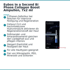 Eubos In a Second Bi Phase Collagen Boost Collaxyl CLX / Hyaluronsäure / Süßmandelöl / Amaranthsamenöl Ampullen, 7x2 ml.
