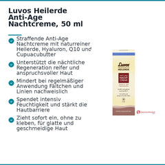 Luvos Heilerde Anti-Age Nachtcreme Heilerde / Hyaluronsaeure / Q10 / Matcha / Zistrose / Cupuacubutter Nachtcreme, 50 ml.