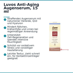 Luvos Anti-Aging Augenserum Heilerde / Hyaluronsäure / Coenzym Q10 / Matcha / Zistrose Serum, 15 ml.