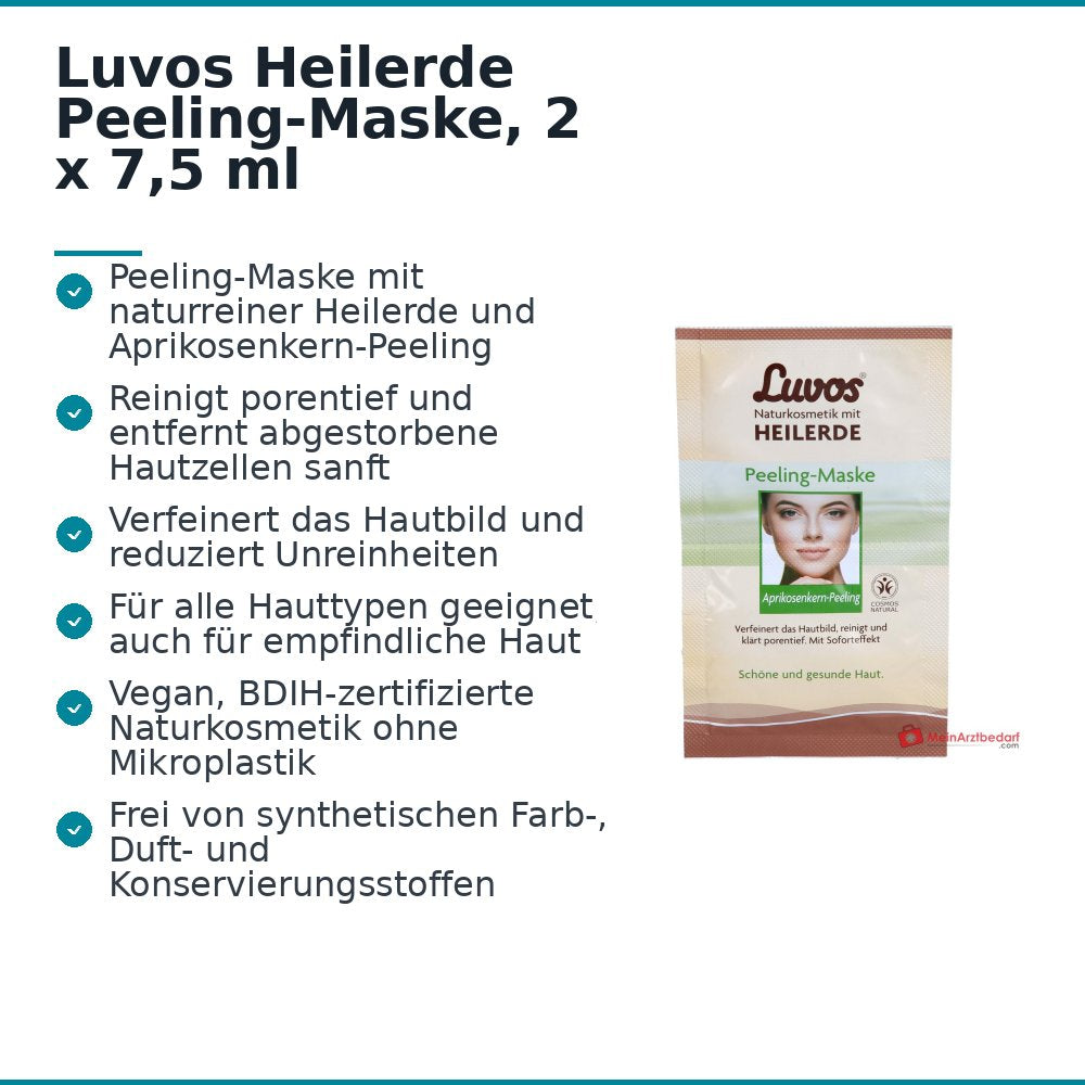 Luvos Heilerde Peeling-Maske Heilerde / Aprikosenkern-Peeling Gesichtsmaske, 2 x 7,5 ml.