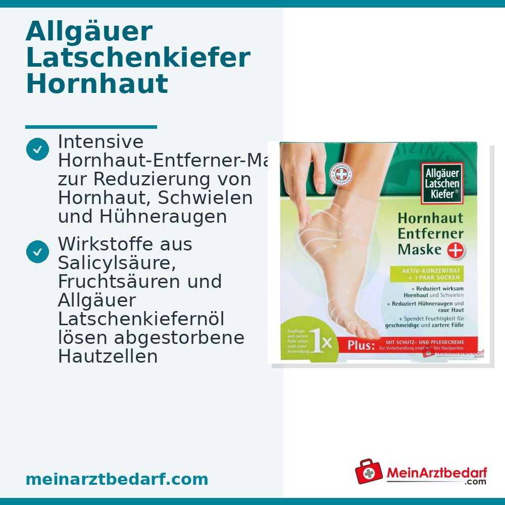 Allgäuer Latschenkiefer Hornhaut Entferner Maske Plus mit Salicylsäure / Fruchtsäuren / Latschenkiefernöl Fußmaske, 1 Packung.