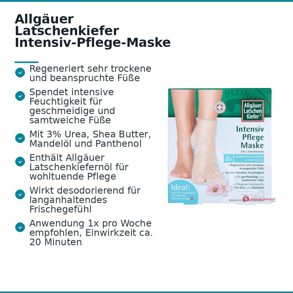 Allgäuer Latschenkiefer Intensiv Pflege Maske für Füße, 1 Packung.