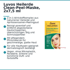 Luvos Heilerde Clean-Peel-Maske Heilerde / Aprikosensamen / Pfirsichkernöl Gesichtsmaske, 2x7,5 ml.