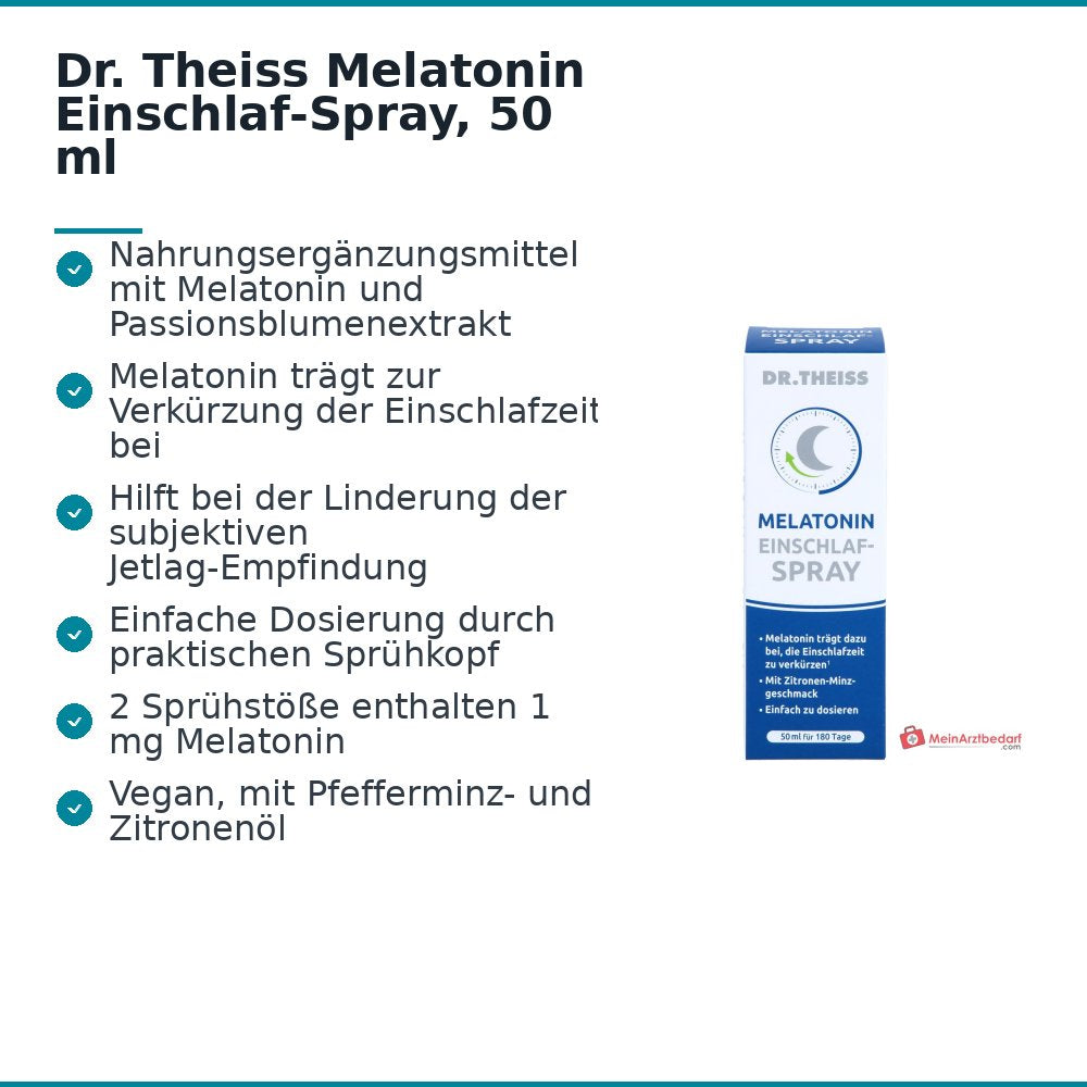 Dr. Theiss Melatonin Einschlaf-Spray Melatonin / Passionsblumenextrakt Mundspray, 50 ml.