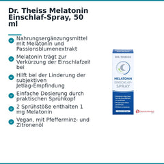 Dr. Theiss Melatonin Einschlaf-Spray Melatonin / Passionsblumenextrakt Mundspray, 50 ml.