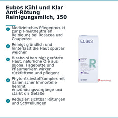 Eubos Kühl und Klar Anti-Rötung Reinigungsmilch Bisabolol / Jojobaöl / Hagebuttenkernöl / Pflaumenkernöl / Italienische Immortelle Reinigungsmilch, 150 ml.