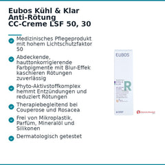 Eubos Kühl und Klar Anti-Rötung CC-Creme LSF 50, 30 ml.