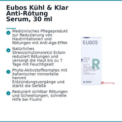 Eubos Kühl und Klar Anti-Rötung Serum Ectoin / Panthenol / Helichrysum Italicum Extrakt Konzentrat, 30 ml.