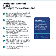 Orthomol Nemuri night Heissgetraenk-Granulat mit Melatonin, 15 x 10 g.