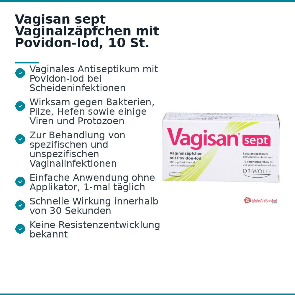 Vagisan sept Vaginalzäpfchen mit Povidon-Iod, 10 St..